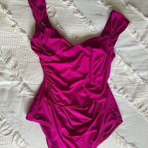 Magenta Badgley Mischka One-Piece Swimsuit